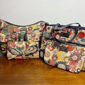 Gigi Hill Women’s Travel Bag Set of 4 Dark Blue Sunflower Floral Print‎ Colorful